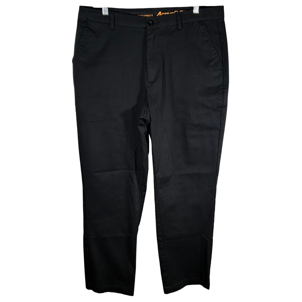 Architect Active Flex Mens Black Classic‎ Fit Chino Pants Size 36x29 Stretch